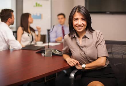 woman sitting in conference room