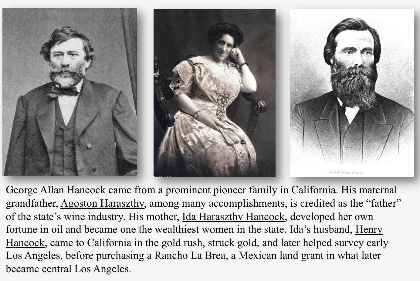 Photos of Allan Hancock's grandfather and parents